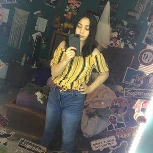 Striped off the shoulder top